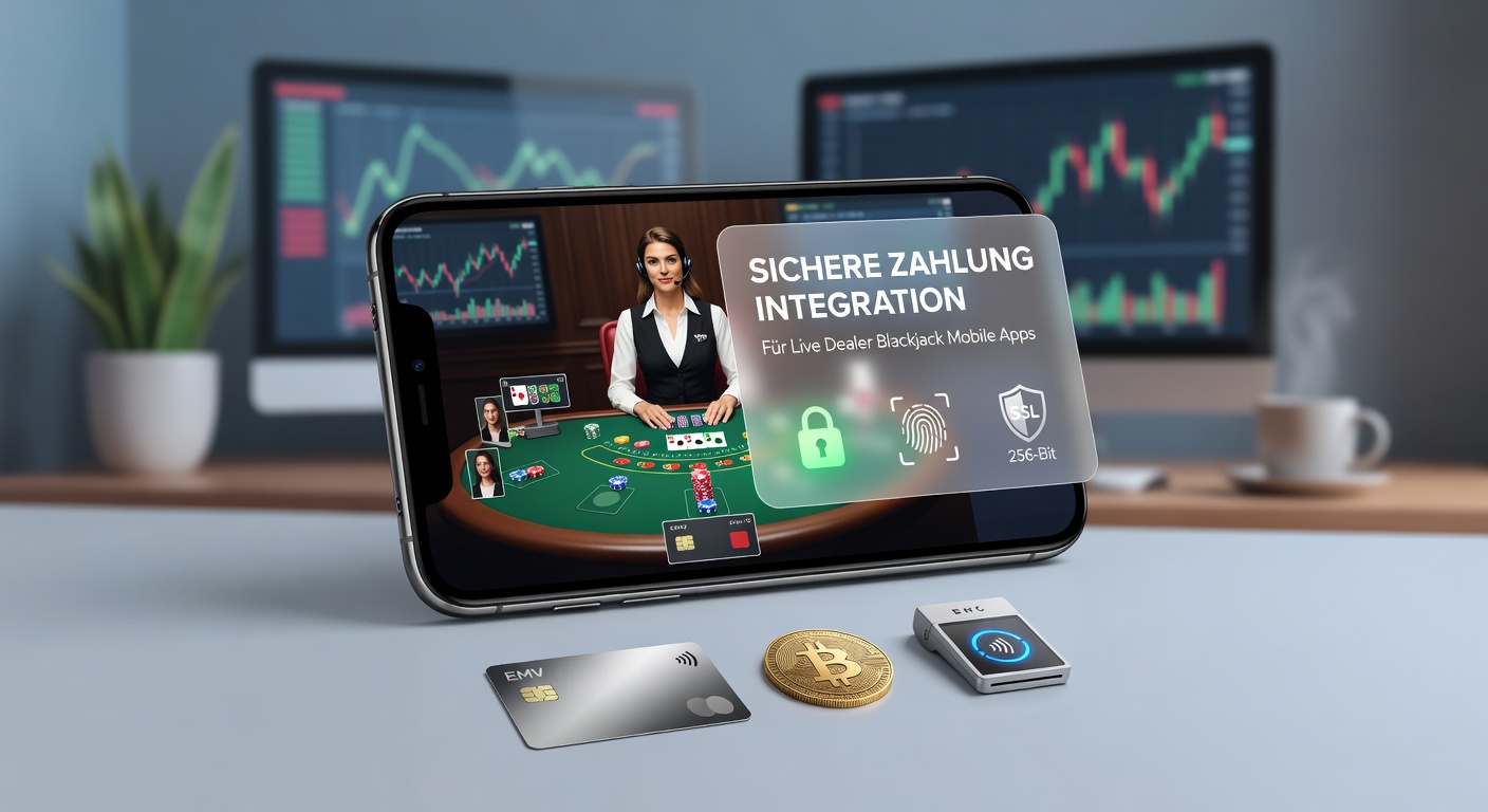 Beispiel einer mobilen App-Oberfläche mit integrierten Zahlungsoptionen für Live-Blackjack