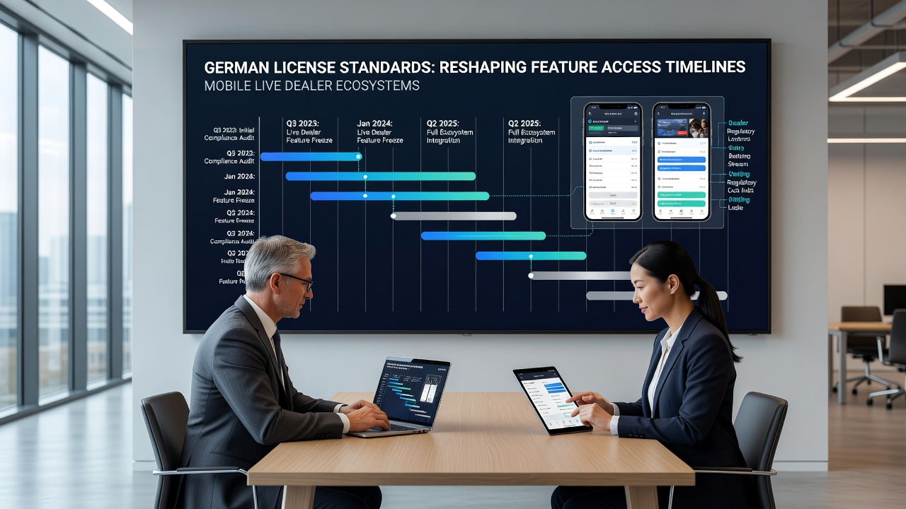 Illustration zu Zeitplänen und regulatorischen Einflüssen auf mobile Live-Dealer-Features