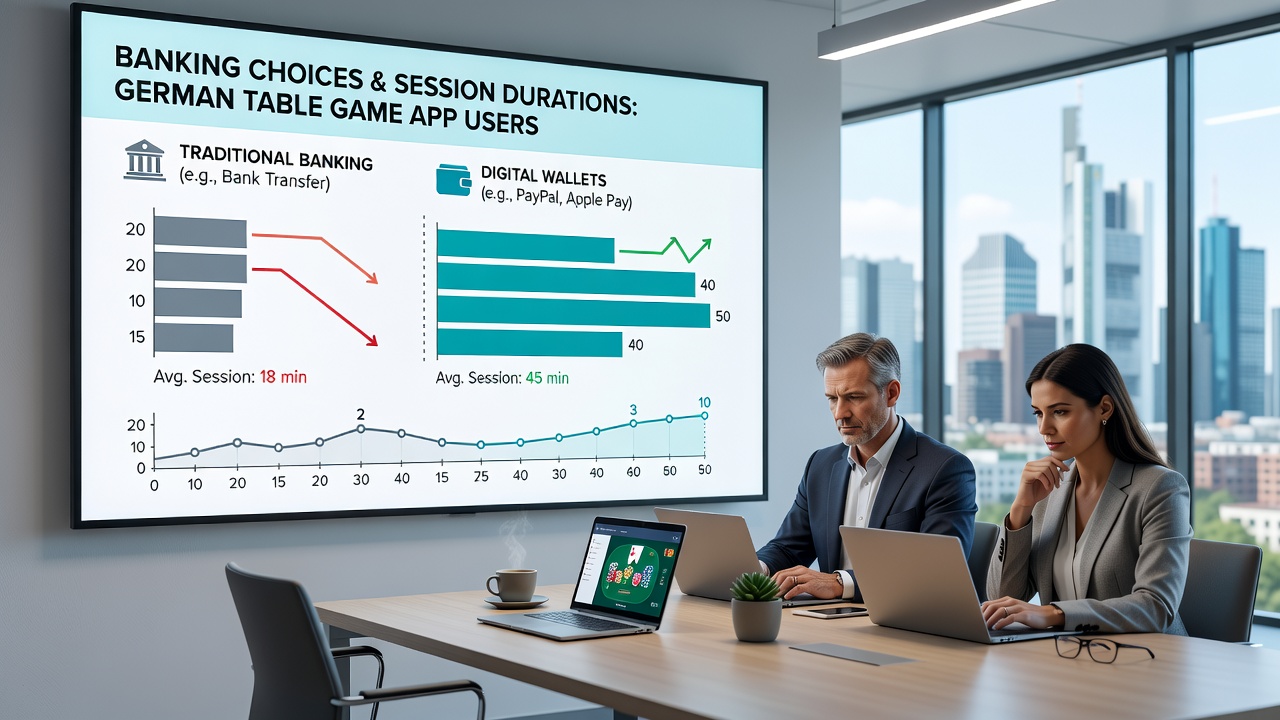 Analyse von Sitzungsdauern in Verbindung mit verschiedenen Bankoptionen bei deutschen Tischspiel-Apps
