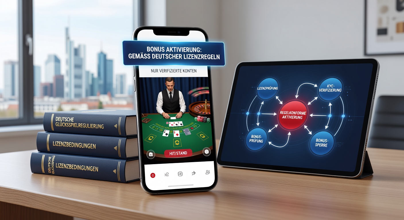 Mobile App-Oberfläche mit Bonusaktivierung für Live-Roulette und Blackjack unter deutschen Lizenzbedingungen