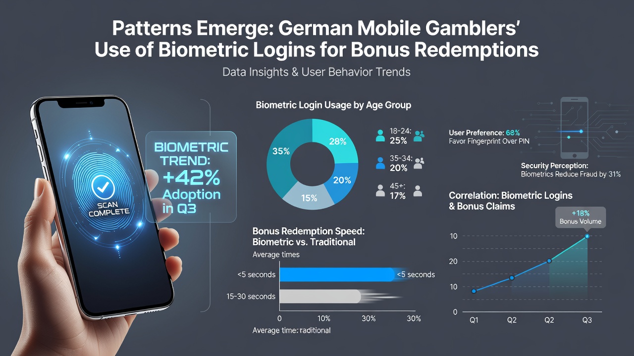 Analyse-Dashboard mit Nutzungsstatistiken zu biometrischen Logins und Bonus-Einlösungen in deutschen Mobile-Apps