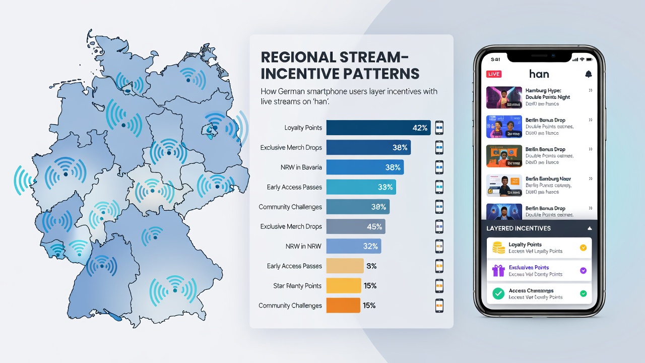 Diagramm zu Nutzungszeiten und regionalen Mustern bei Livestreams mit Anreizen auf Smartphones